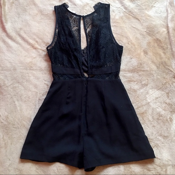 KEEPSAKE the Label Pants - Keepsake Lace Black Romper Pockets XS